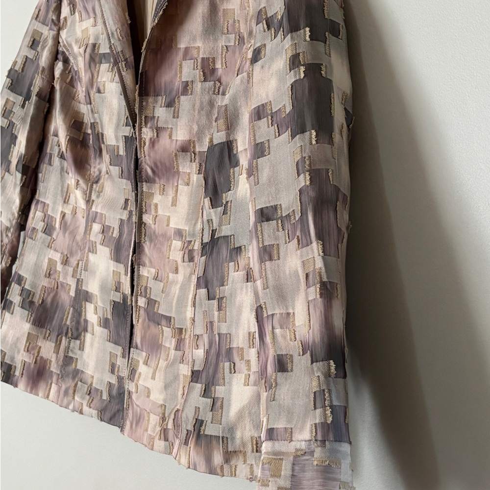 Chico's Neutral Abstract Print Zip-Front Blazer